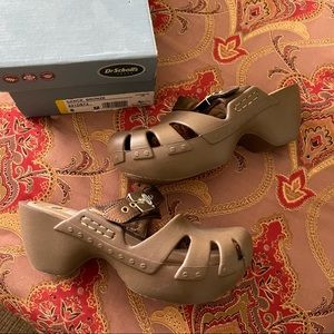 Dr Scholls Bronze mules.  Size 8m